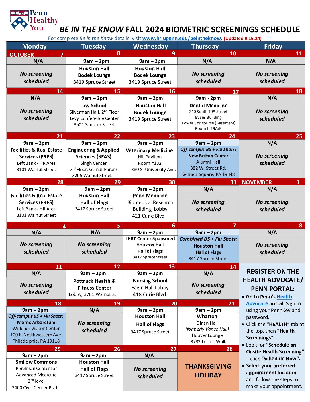 BITK 2024 Fall Biometric Screening Schedule pdf